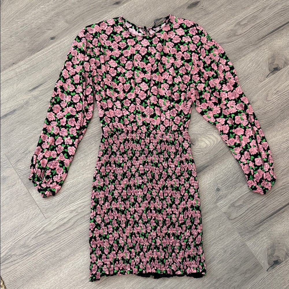 Zara Pink Floral Long Sleeve Dress